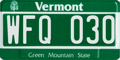 VT license plate WFQ030