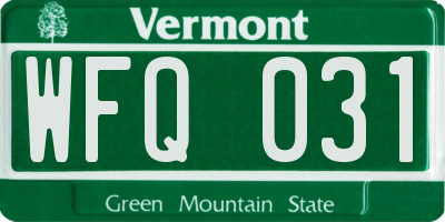 VT license plate WFQ031