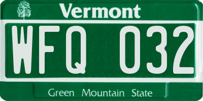 VT license plate WFQ032