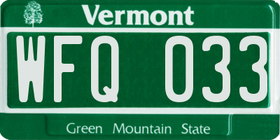 VT license plate WFQ033