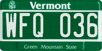 VT license plate WFQ036