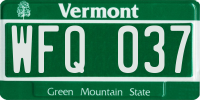 VT license plate WFQ037