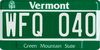 VT license plate WFQ040