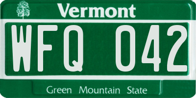 VT license plate WFQ042