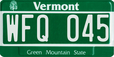 VT license plate WFQ045