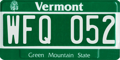 VT license plate WFQ052