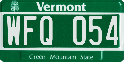 VT license plate WFQ054