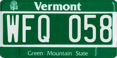 VT license plate WFQ058