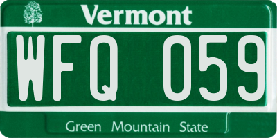 VT license plate WFQ059