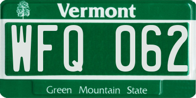 VT license plate WFQ062