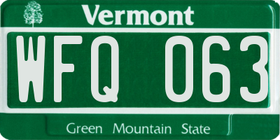 VT license plate WFQ063