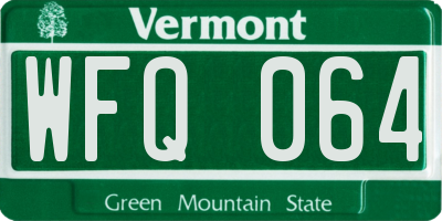 VT license plate WFQ064