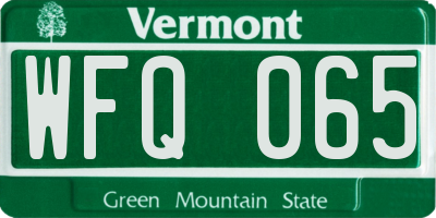 VT license plate WFQ065
