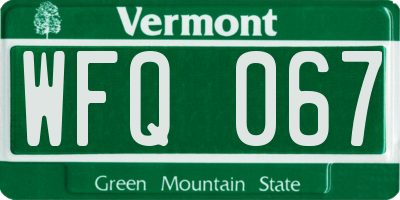 VT license plate WFQ067