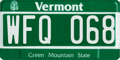 VT license plate WFQ068