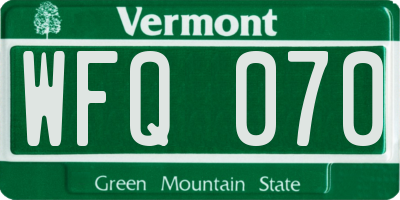 VT license plate WFQ070