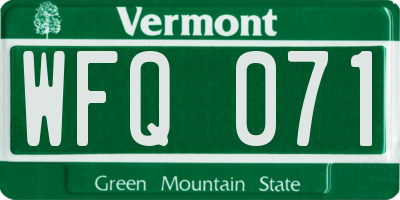 VT license plate WFQ071