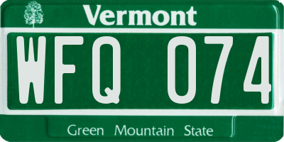 VT license plate WFQ074