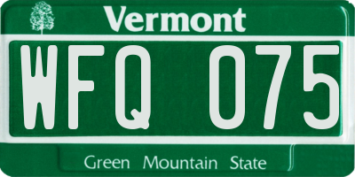 VT license plate WFQ075