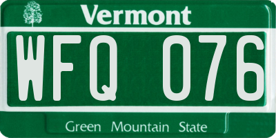 VT license plate WFQ076