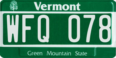 VT license plate WFQ078