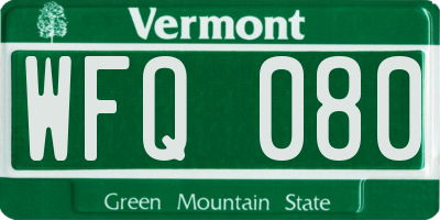 VT license plate WFQ080