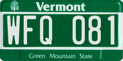 VT license plate WFQ081