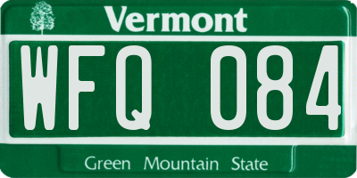 VT license plate WFQ084