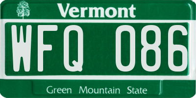 VT license plate WFQ086