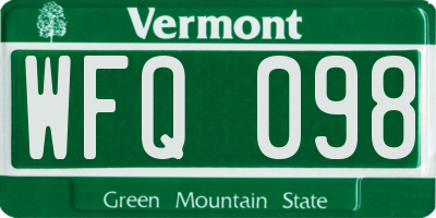 VT license plate WFQ098