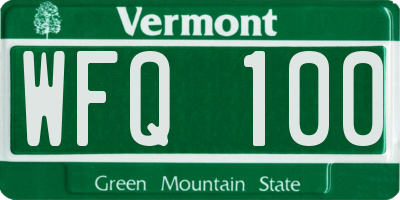 VT license plate WFQ100