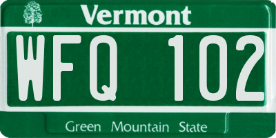 VT license plate WFQ102