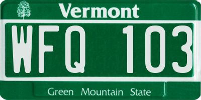 VT license plate WFQ103