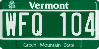 VT license plate WFQ104