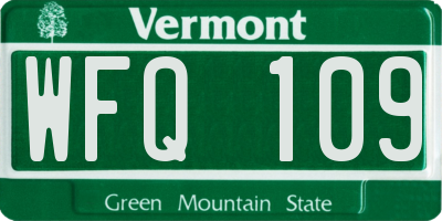 VT license plate WFQ109