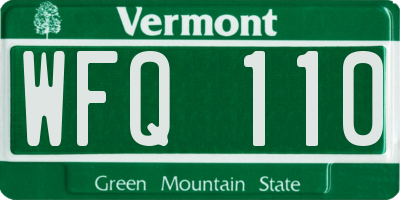 VT license plate WFQ110
