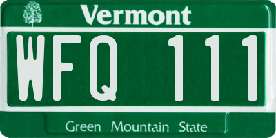 VT license plate WFQ111