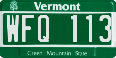 VT license plate WFQ113