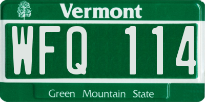 VT license plate WFQ114