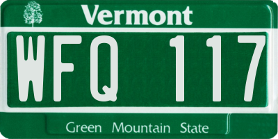 VT license plate WFQ117