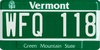 VT license plate WFQ118