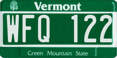 VT license plate WFQ122