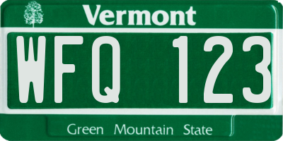 VT license plate WFQ123