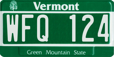 VT license plate WFQ124