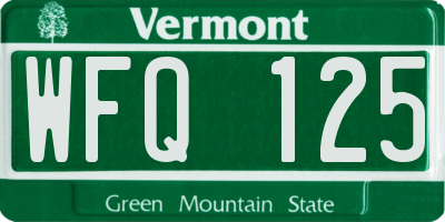 VT license plate WFQ125