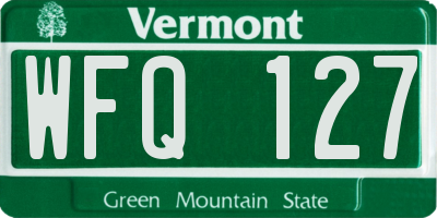 VT license plate WFQ127