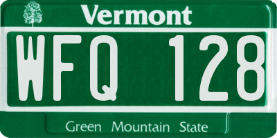 VT license plate WFQ128