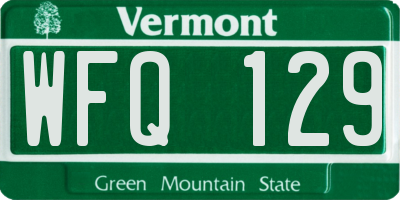 VT license plate WFQ129