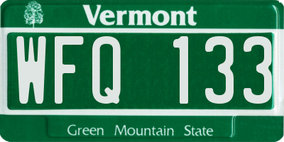 VT license plate WFQ133