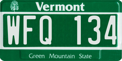 VT license plate WFQ134